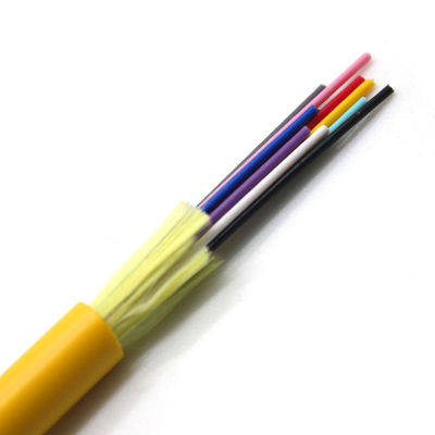 OEM GJFJV Cable de ruptura não metálico para interiores 12 núcleos Kevlar PE Sheath Fiber Optic Cable