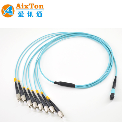 Cordão MPO de alta densidade MM OM3 MTP 8 12 24 de fibra de núcleo com conectores padrão RL ≥30dB
